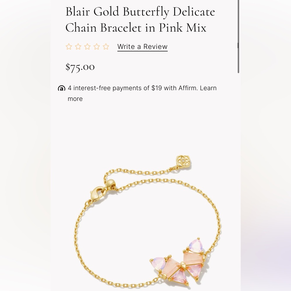 Blair Gold Butterfly Delicate Chain Bracelet in Pink Mix